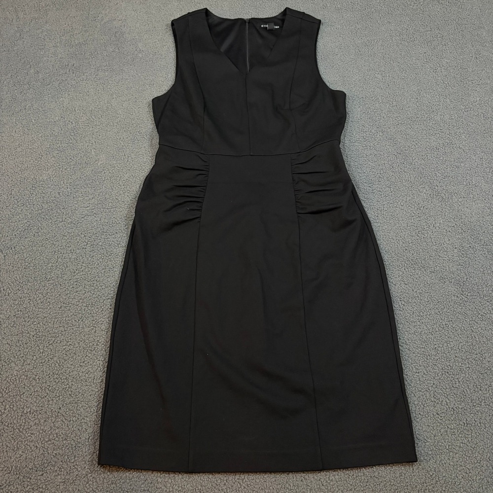 41 Hawthorn Dress Womens Medium Black Sheath Ruched Sleeveless V-Neck Workwear